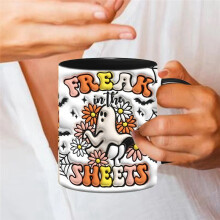 Tazza da Caffè 3D Halloween Tazza da Caffè Espresso In Ceramica con Manico Tazza da Tè Spettrale da 350 Ml per Tavolo da Pranzo Scolastico SP-2