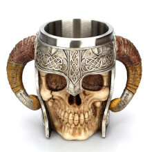 Caneca de Caveira de Aço Inoxidável, Caneca para Beber, Resina, Cerveja, Café, Xícara de Chá, Utensílios para Bebidas de Halloween, Presente