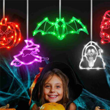 Dekoracje na Halloween do Wnętrz, 5 Sztuk, Oświetlenie Halloween (Dynia, Duch, Nietoperz, Czarownica, Krasnal) Dekoracje na Halloween Zasilane