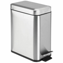 Soft Close, Rectangular Bin 5L with Slip Liner and Lid, Use As Garbage Basket, Slim Trash Can, or Decor in Bathroom