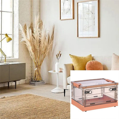 Collapsible Storage Bins with Double Side Doors , Clear Storage Boxes with Lid , Organization Box with Wheels White 2