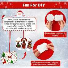 24PCS Christmas Sublimation Ornament Blanks Hanging Ornaments Double Sided Board Heat Transfer Pendant with Rope