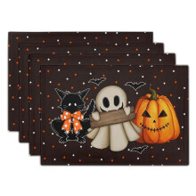 Napperons D'Halloween 4 Pièces Napperons de Cuisine Table Intérieure et Extérieure Tapis de Table Antidérapants Résistants à la Chaleur