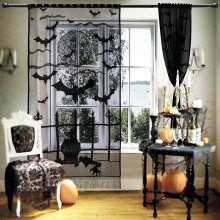 Halloween Spider Web Fireplace Cover Black Lace Set Disposable Decoration Pull the Flag B