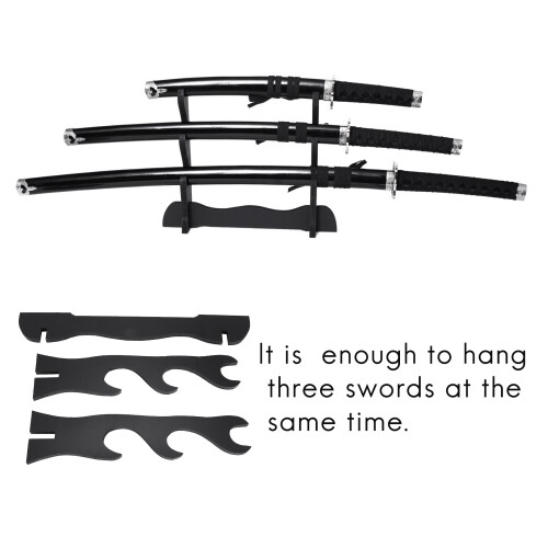 3Tier Samurai Sword Katana Holder Stand Bracket Rack Display Black 2