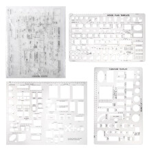 Drafting Tools and Ruler Shapes for Architecture - Set of 3 for House Plan Furniture Kitchen, Building, Interior Design