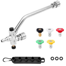 Foam Cannon Dual Connector Accessory, 1/4in Fast Connect Dual-Lance Pressure Washer Wand with 5 Pressure Washer Nozzles