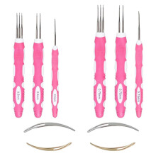 6 Stück Dreadlock-Häkelnadeln, 0,5 mm und 0,75 mm, Werkzeug zum Festmachen Von Flechthaaren, Ergonomischer Griff, Tragbare Dreadlock-Häkelnadel