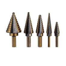 Juego de 5 Brocas Escalonadas de Cobalto HSS 4241, Herramientas para Perforar Agujeros en Metal, Brocas Cónicas para Metal, Hierro, Aluminio, Cobre y