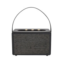 Professional Portable Wireless Vintage Speakers USB Card Reader Wooden PU Outdoor Home Music Player Black