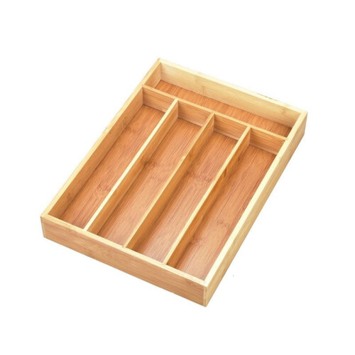Bamboo Cutlery Silverware Tray Divider Storage Tray Rack Storage Box 5 Compartment Tray Kitchen Drawer Storage Rack 1