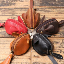 Vintage Coin Purse Small Wallet Men Women Cute Mouse Storage Bag Zipper Pocket Dark Brown