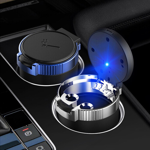 Universal Car Ashtray with LED Light, Silver, 1007048mm