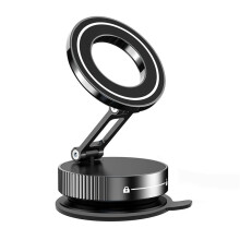 Support Magnétique Pliable pour Voiture avec Charnières Métalliques pour Téléphone Portable Noir