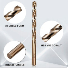 Cobalt Drill Bits Set M35 High Speed Steel Twist Jobber Length for Hardened Metal, Stainless Steel, Cast Iron (13Pcs)