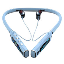 Extra Long Playback Sports Earphone with Microphon Neck Hanging Running Stereo Lcd Display Headset Light