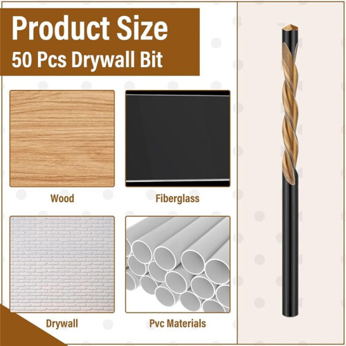 50pcs Drywall Drill Bits  Point Cutting Drill Bits Diameter Drywall Router Drill Bits Drywall Tools for Spiral Saw