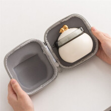 Portable Ceramic Tea Set for Travel-Includes 1 Teapot, 2 Cups and Carrying Bag Ideal for Outdoor and Business Trips A