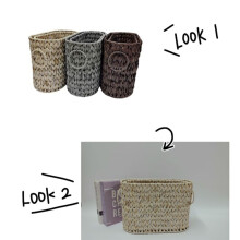 Storage Woven Basket,Waterproof Wicker Basket with Handles,Organizing Woven Basket,Pantry Basket,Wicker Storage Basket C