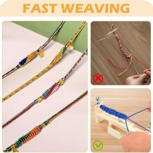 Jig de Pulseira de Madeira com 2 Grampos, Fabricante de Pulseiras de Gabarito de Paracord Ajustável, Gabarito de Pulseira de Tricô Manual para