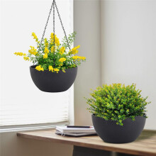 2 Pezzi Grandi Vasi da Fiori Sospesi per Piante da Interno Ed Esterno con Fori di Drenaggio e Catena, Vasi da Fiori Rotondi Sospesi