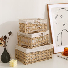 Wicker Storage Basket Hand-Woven Paper Rope Decorative Rectangular Wicker Basket Storage Box C