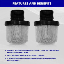 4st 288716 3/4-Tums Inloppssil och 5st 288749 Airless Sprayers Filter Kit Passar Airless Paint Sprayers