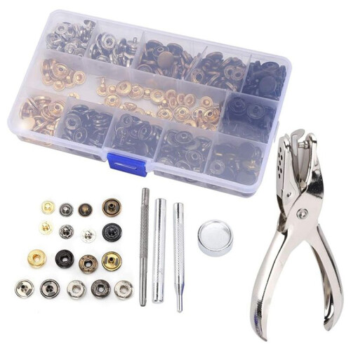 120 Set Snap Fastener Kit Leather 6 Color Metal Press Studs Installation Tools 2