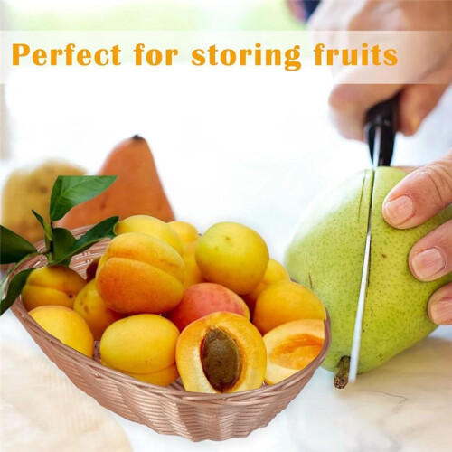 12 Pack Plastic Oval Basket, Empty Bread Basket Food Storage Basket Bulk,Plastic Wicker Baskets Bin for Kitchen Serving 2