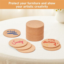 100 Pcs Cork Coasters for Drinks, 4 Inch Round Absorbent Cork , Anti-Slip and Heat-Insulating Coffee Coasters