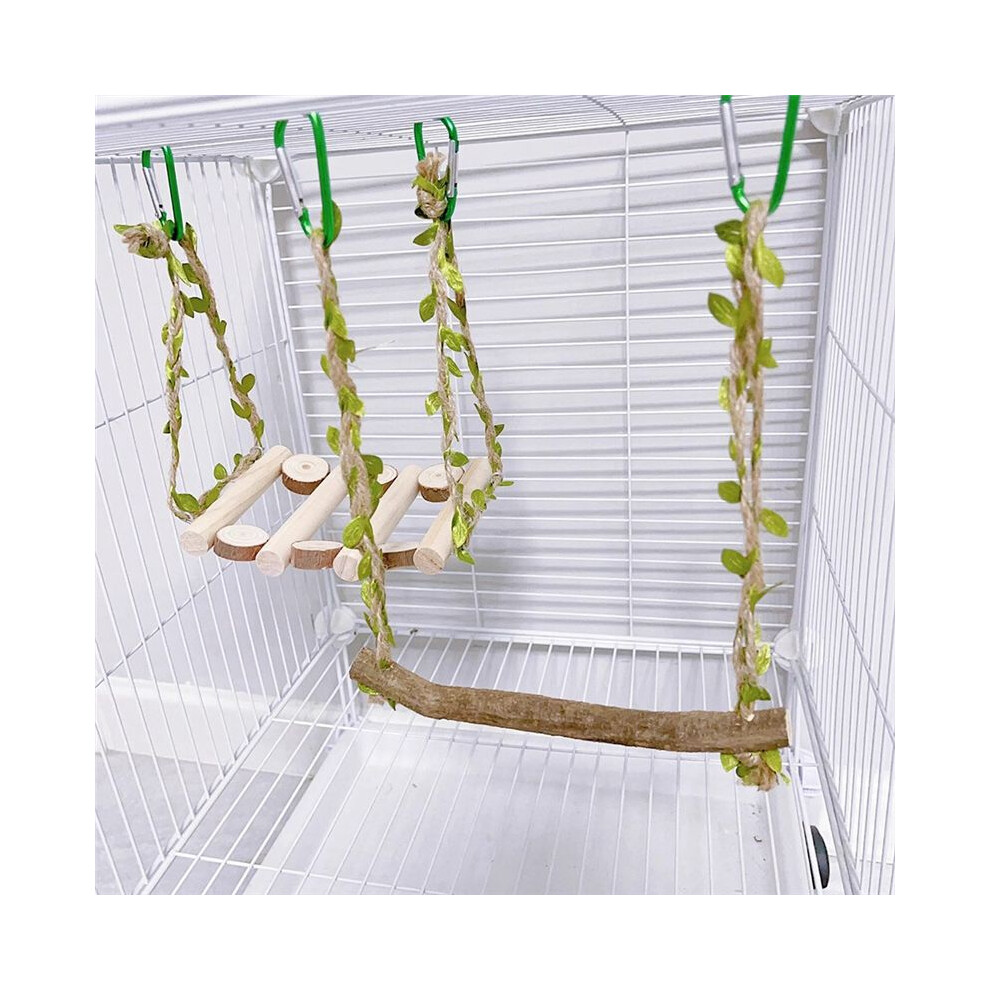 Tauoh Bird Cage Swing Landscaping Props Swing Toy Climbing Interactive Ladder Anti-Chewing Ring