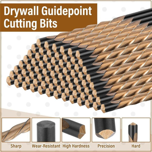 100pc Drywall Drill Bits  Point Cutting Drill Bits Diameter Drywall Router Drill Bits Drywall Tools for Spiral Saw