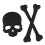 Skull Bone 3d design motorcycle car emblem badge sticker black 3