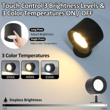 USB Uppladdningsbara LED-Lampor med Fjärrkontroll 3 Färgtemperaturer Ljusstyrka Dimbar 360 Roterbar Magnetisk Installation C