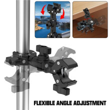 2X Double Clamp Mount Bracket Magic Arm Clamp for Insta 360 Camera Monitor Led Light Selfie Stick Bracket