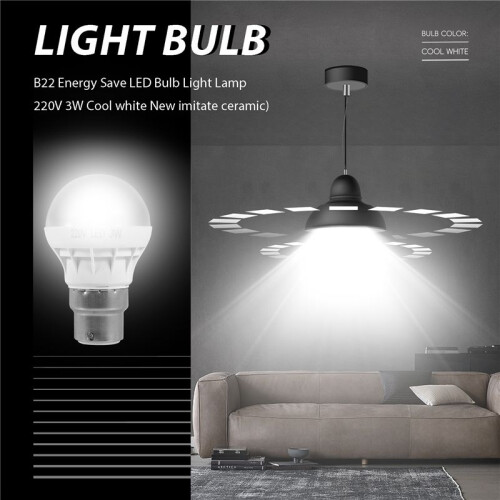 B22  Save LED Bulb Light Lamp 220V 3W Cool white New imitate ceramic) 2