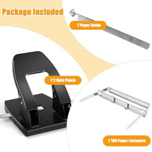 2-Gaats Perforator met 100 Bindpapierbevestiging Papier Twee-Gaats Perforators voor Papieren Map, Capaciteit 30 Vel