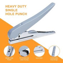 Single Hole Punch, Heavy Duty Hole Puncher Single, Paper Punch Portable Hand Held Long Reach Hole Punch 8mm