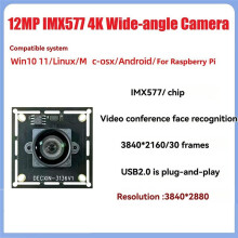 Module de Caméra USB 2.0 12 MP IMX577, Grand Angle 100, 4K/30 Ips, Sans Distorsion, pour Visioconférence et Reconnaissance Faciale.