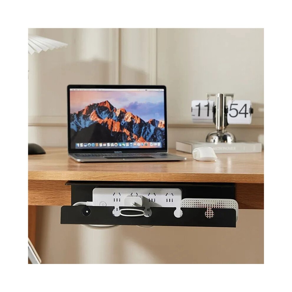 Cable Holder Under The Table, Manage Power Board Wires, Computer Desk Socket Fixing Without Punching, Storage Rack White 4712562443251