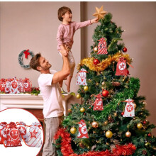 24 Stück Weihnachts-Adventskalender-Taschen, Weihnachts-Countdown-Geschenktüten, Wiederverwendbare Geschenktüten Aus Stoff mit Kordelzug A