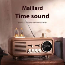 Draagbare Retro -Luidspreker FM-Radio Draadloze Subwoofer met Tijdweergave Omgevingslichtondersteuning TF AUX MP3-Speler