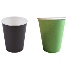 40 Paper Cups (9Oz) - Plain Solid Colours Birthday Party Tableware Catering(Green&Black)