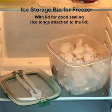 Tragbarer Eiskübel für Den Gefrierschrank mit Deckel und Eiszange für Camping im Freien, Transparenter Eiswürfelbehälter für Den Kühlschrank