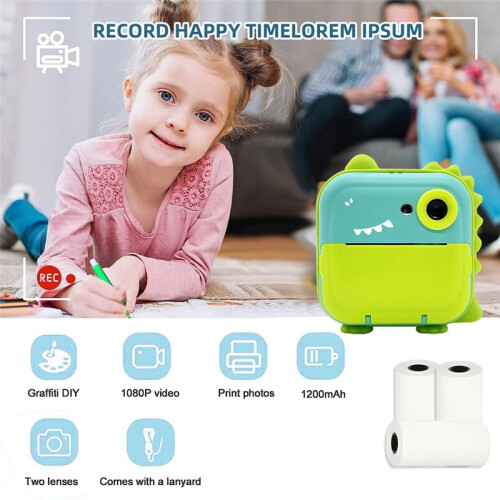 2,4 Polegadas Crianças Câmera Instantânea Imprimir Imagem Hd Câmera Digital Crianças Brinquedo Brinquedos Vídeo Registro Papel Térmico 2