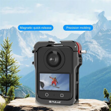 PULUZ Magnetic Camera Cage for Osmo 360, Dual Cold Shoe Expansion Frame with Silicone Lens Cap