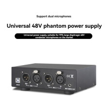 Alimentatore Phantom 2 In 2 Out 48V, Alimentazione Phantom Universale Compatta per Microfono A Condensatore, Apparecchiature di Registrazione Musicale