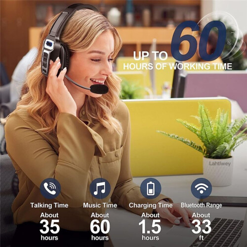 Headset with Microphone, Trucker  Headset with AI Noise Cancelling and Mute Button, -Ear Headphones 1