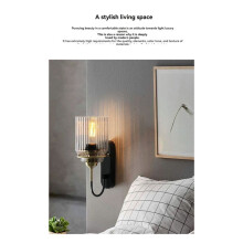 Nordic American Wall Sconce 85-165v Waterproof Clear Waves Glass Shade Decorative Wall Lamp for Bedroom Liv Room Dining