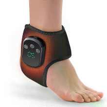 (Black)Electric Foot Ankle Massager Vibration Relaxation Warm Hot Compress Ankle Brace Joint Support Muscle Relieve Ankle Protection